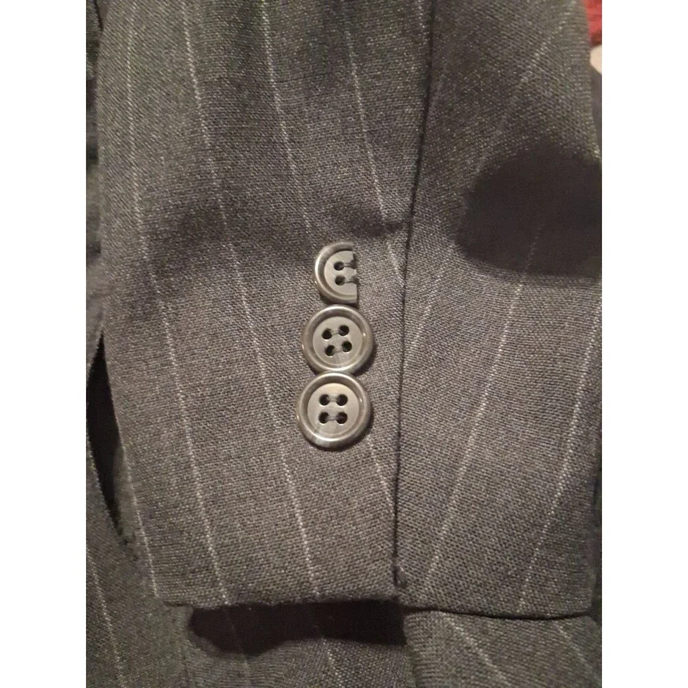 Brooks Brothers Brooksease Blazer 46 3 Buttons Black Stripes 100% Wool